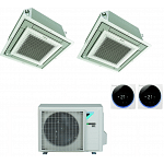 CONDIZIONATORE DAIKIN DUAL SPLIT CASSETTA A 4 VIE FULLY FLAT 9000+12000 BTU INVERTER CON COMANDO A FILO E GRIGLIA 2MXM50N A+++