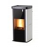 TERMOSTUFA A MULTICOMBUSTIBILE GIROLAMI SOFT 22 IN ACCIAIO COLORE BIANCO CON TOP IN MAIOLICA 20.9 KW CON ACQUA CALDA SANITARIA