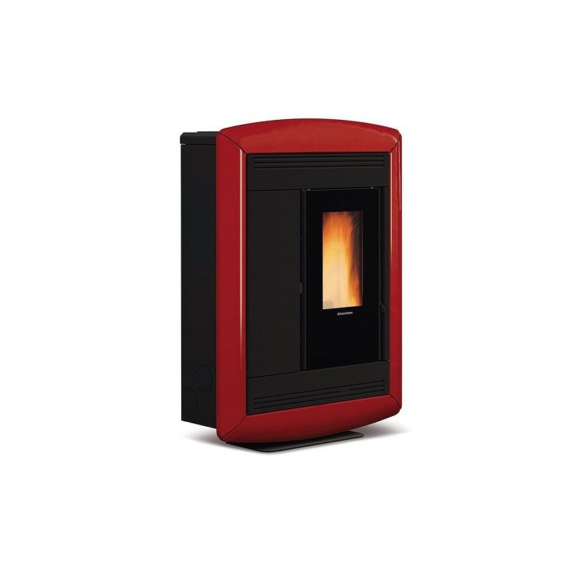 https:zetaidraulica.gumlet.io stufa a pellet la nordica extraflame souvenir lux 102 kw in acciaio e maiolica colore bordeaux canalizzata ad aria