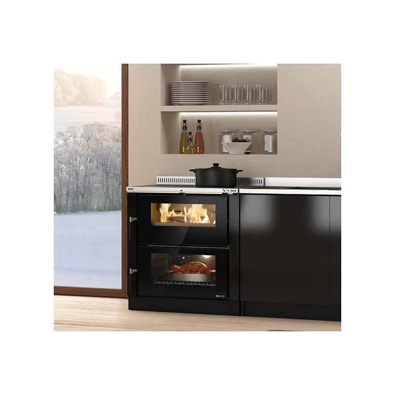 https:zetaidraulica.gumlet.io cucina a legna la nordica extraflame verona xxl con rivestimento in acciaio smaltato 70 kw colore nero antracite ad aria