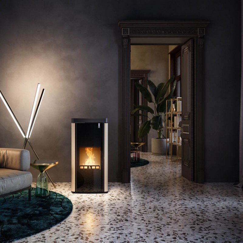 https:zetaidraulica.gumlet.io termostufa a multicombustibile girolami soft 238 kw in acciaio colore avorio con top in maiolica con acqua calda sanitaria