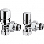 Arteclima Kit Valvola + Detentore a squadra 1/2 Cromati per Termoarredo Scaldasalviette