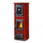 STUFA A LEGNA LA NORDICA EXTRAFLAME GAIA FORNO 6,0 KW INTERAMENTE IN GHISA E MAIOLICA BORDEAUX AD ARIA