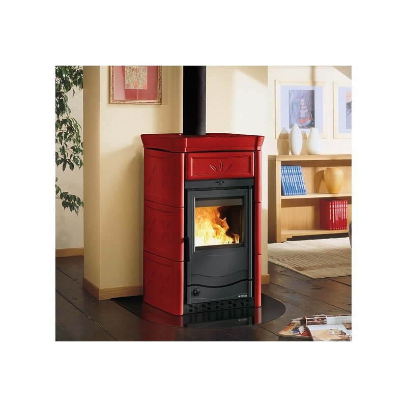 https:zetaidraulica.gumlet.io termostufa a legna la nordica extraflame termonicoletta evo dsa 40 idro 111 kw colore bordeaux in maiolica ad acqua