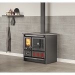 CUCINA A LEGNA LA NORDICA EXTRAFLAME ROSA XXL 5.0 VST STEEL 11 KW COLORE NERO ANTRACITE AD ARIA