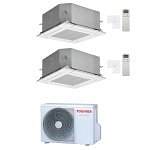 CONDIZIONATORE TOSHIBA DUAL SPLIT CASSETTA COMPATTA A 4 VIE 12000+12000 BTU INVERTER RAS-2M18G3AVG-E A+++