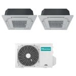 CONDIZIONATORE HISENSE DUAL SPLIT CASSETTA A 4 VIE 9000+12000 BTU INVERTER 3AMW52U4RJC A++