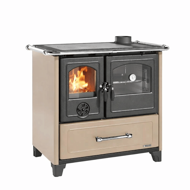 https:zetaidraulica.gumlet.io cucina a legna la nordica extraflame family 45 con rivestimento in acciaio porcellanato 75 kw colore cappuccino ad aria