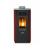 STUFA A PELLET QLIMA FIORINA 74 S-LINE IN ACCIAIO ROSSA AD ARIA VENTILATA