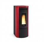 TERMOSTUFA IDRO A PELLET LA NORDICA EXTRAFLAME COSTANZA IDRO 5.0 16 KW WIFI IN ACCIAIO E TOP IN MAIOLICA COLORE BORDEAUX