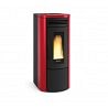 TERMOSTUFA IDRO A PELLET LA NORDICA EXTRAFLAME COSTANZA IDRO 5.0 16 KW WIFI IN ACCIAIO E TOP IN MAIOLICA COLORE BORDEAUX