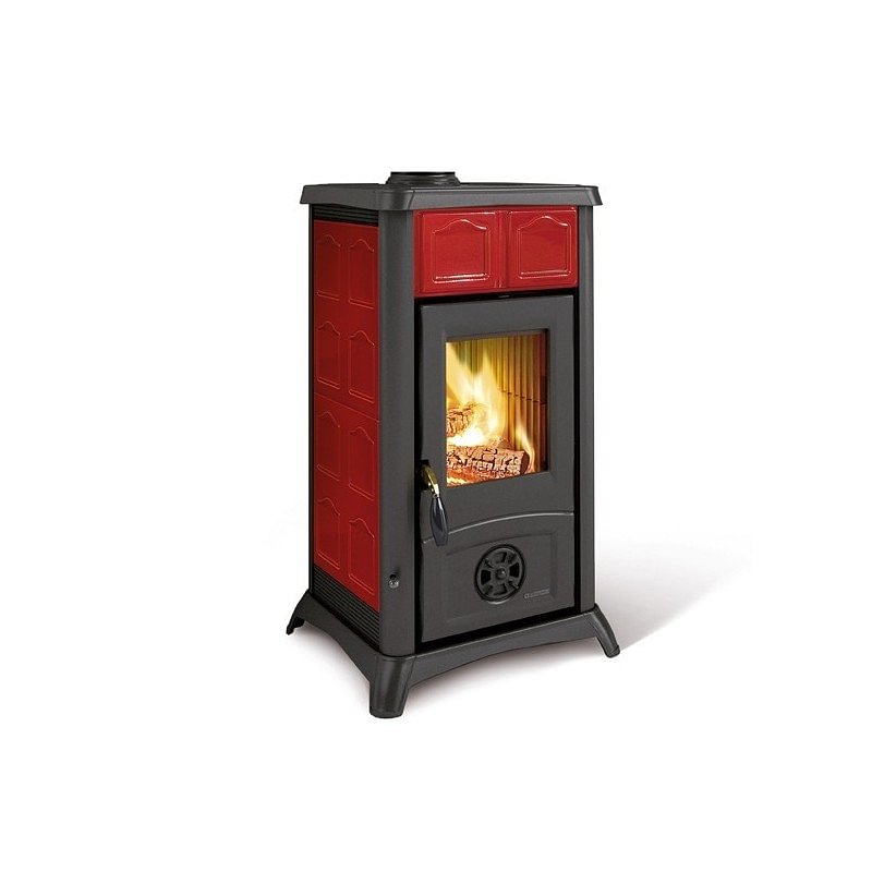 https:zetaidraulica.gumlet.io stufa a legna la nordica extraflame gemma 60 kw in maiolica colore bordeaux ad aria