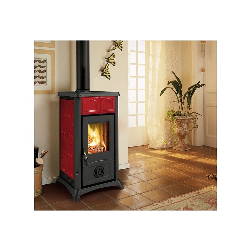 https:zetaidraulica.gumlet.io stufa a legna la nordica extraflame gemma 60 kw in maiolica colore bordeaux ad aria
