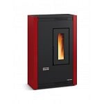 STUFA A PELLET LA NORDICA EXTRAFLAME LUISELLA 5.0 5,1 KW IN ACCIAIO COLORE BORDEAUX AD ARIA